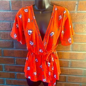 Sienna Sky Faux Wrap Floral Top S